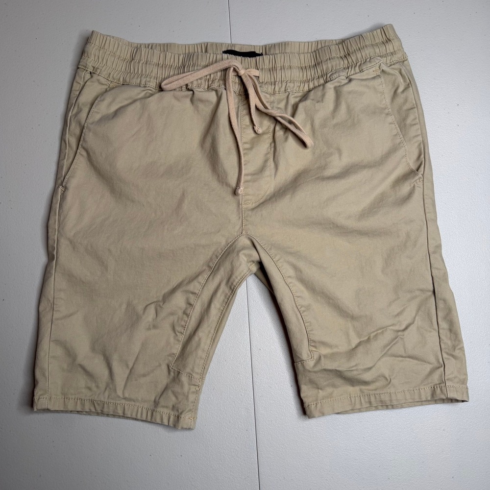 PacSun Mens Medium Khaki Tan Drawstring Elastic Waist Chino Shorts